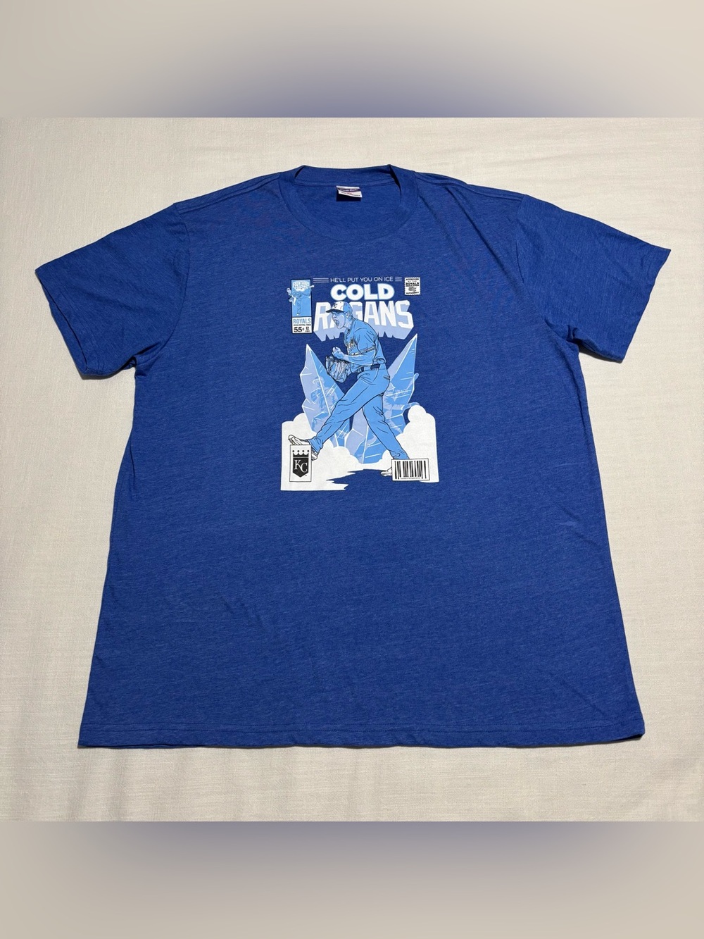 Charlie Hustle Kansas City Royals Cole “Cold” Ragans Tee | Blue | Unisex Size XL